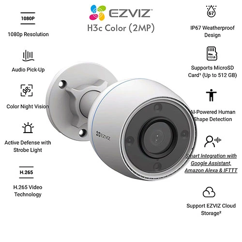 Camera wifi ngoài trời Ezviz H3C color 2MP 1080P