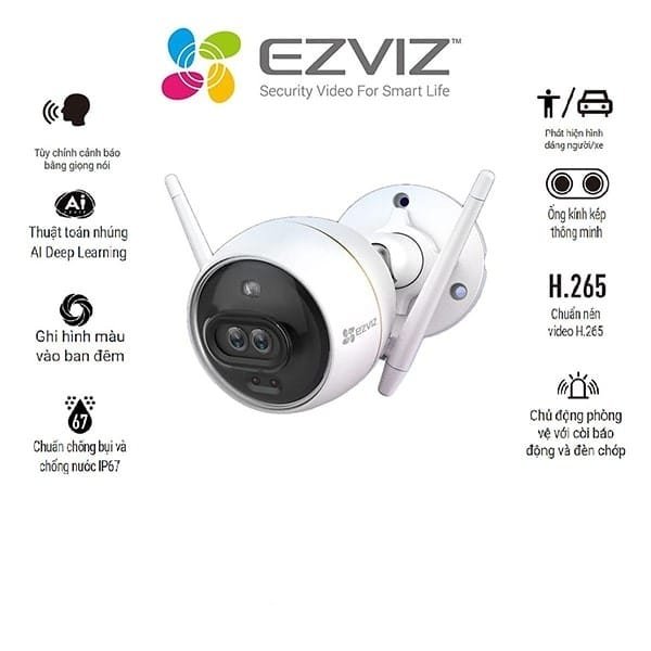 Camera Wifi Ezviz C3X 2mp tích hợp AI, báo động