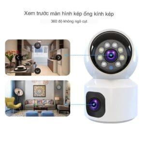 Camera wifi Yoosee 2 mắt trong nhà, ban đêm có màu, xoay 360