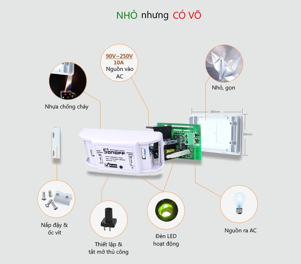 Công tắc wifi Sonoff Basic R2 1 kênh